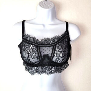 Thistle and Spire Womens Amore Lace Bra Underwire Sheer Size XS+ Black Corset